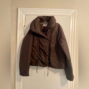 Tasha Polizzi Chocolate Brown Crop Puffer Jacket Size Extra Large